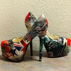 Stunning platform multi-color stiletto size 10